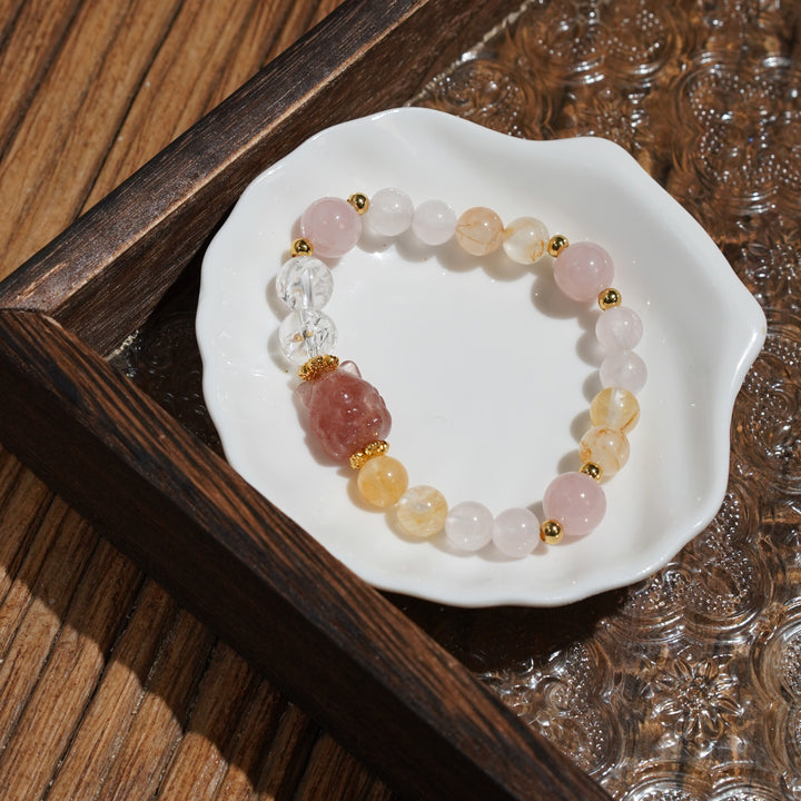 Pragmatic Elegance strawberry quartz Virgo Bracelet