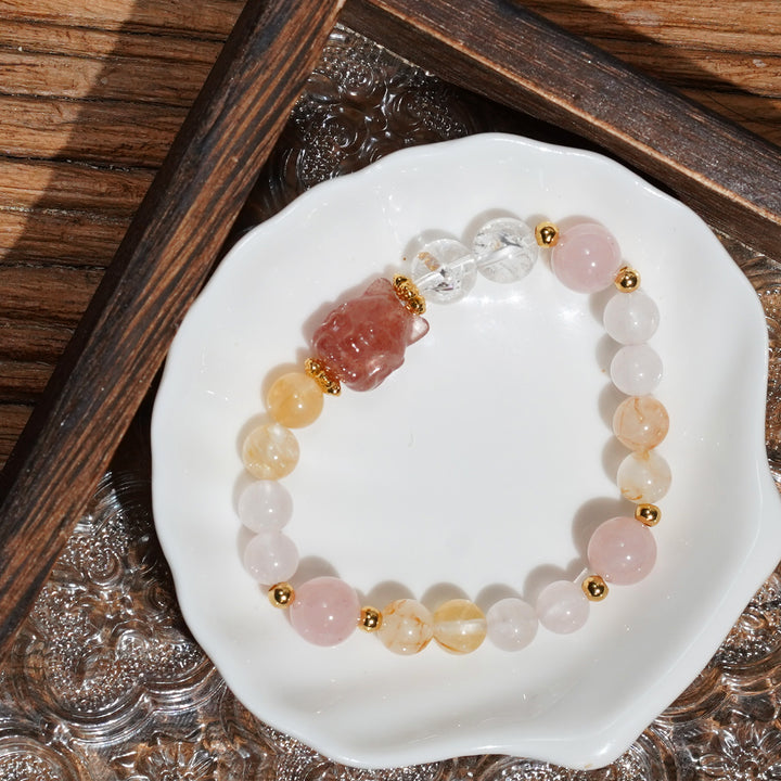 Pragmatic Elegance strawberry quartz Virgo Bracelet