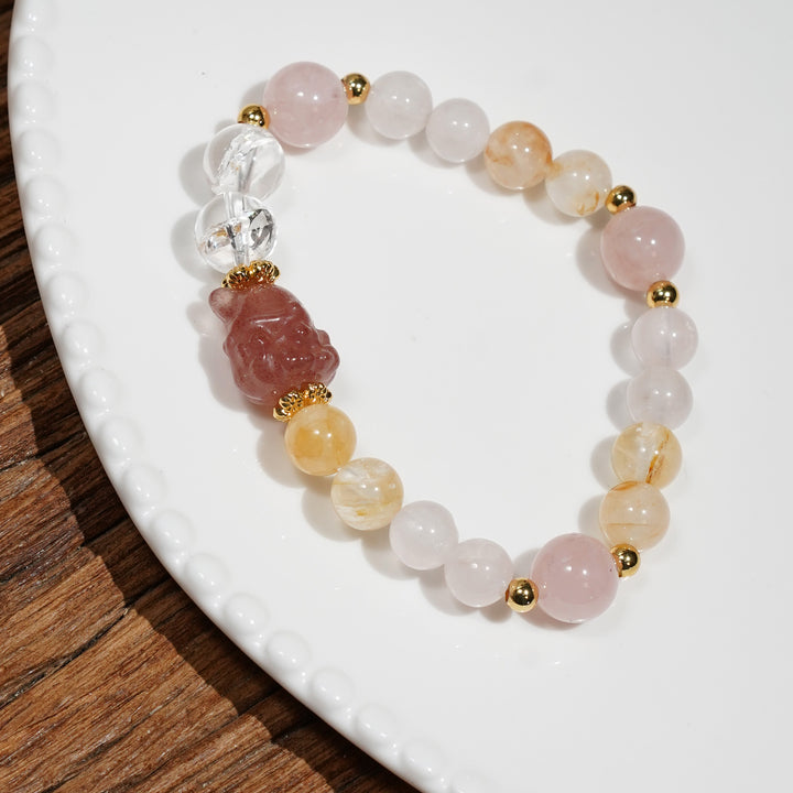 Pragmatic Elegance strawberry quartz Virgo Bracelet