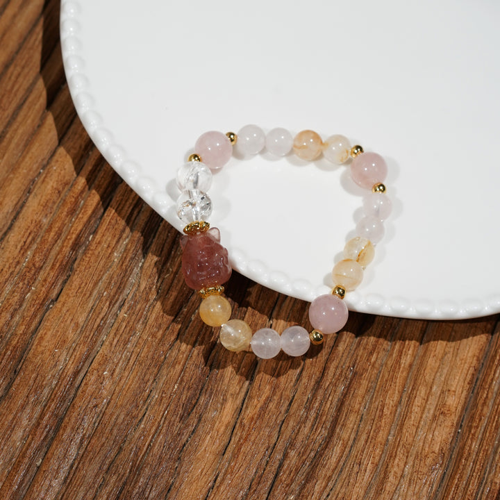 Pragmatic Elegance strawberry quartz Virgo Bracelet