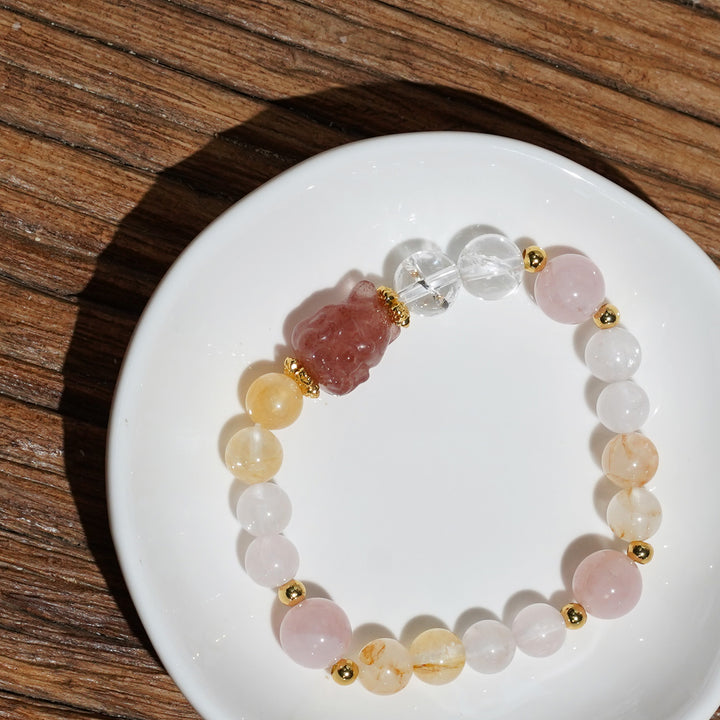 Pragmatic Elegance strawberry quartz Virgo Bracelet