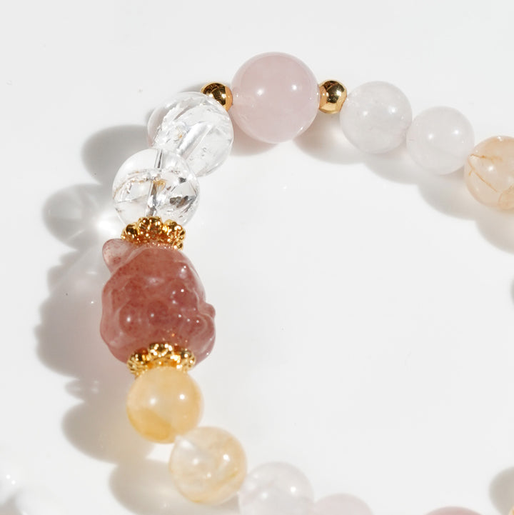 Pragmatic Elegance strawberry quartz Virgo Bracelet